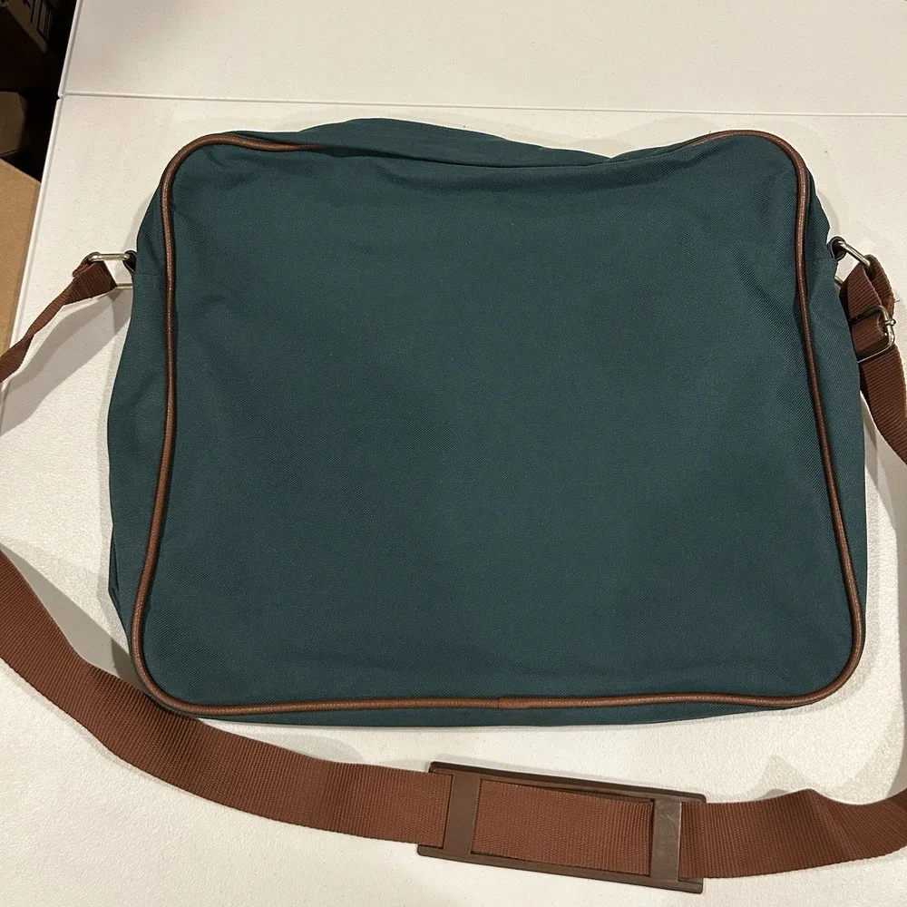 Vintage POLO RALPH LAUREN Shoulder Messenger Bag Green Canvas Laptop Bag EUC